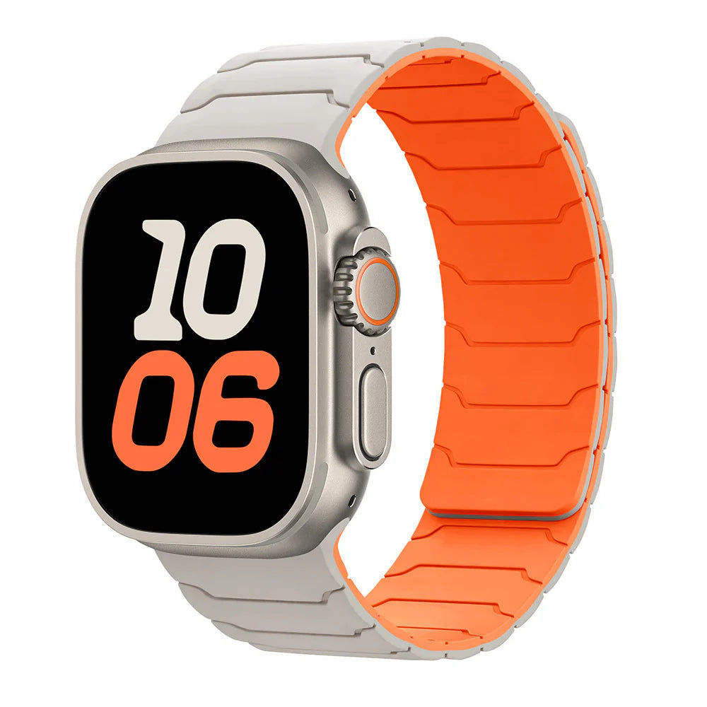 Curea Silicon Sport pentru Apple Watch SE3/SE2/SE/11/10/9/8/7/6/5/4/3/2/1 display 42/44/45/46/49mm starlight orange