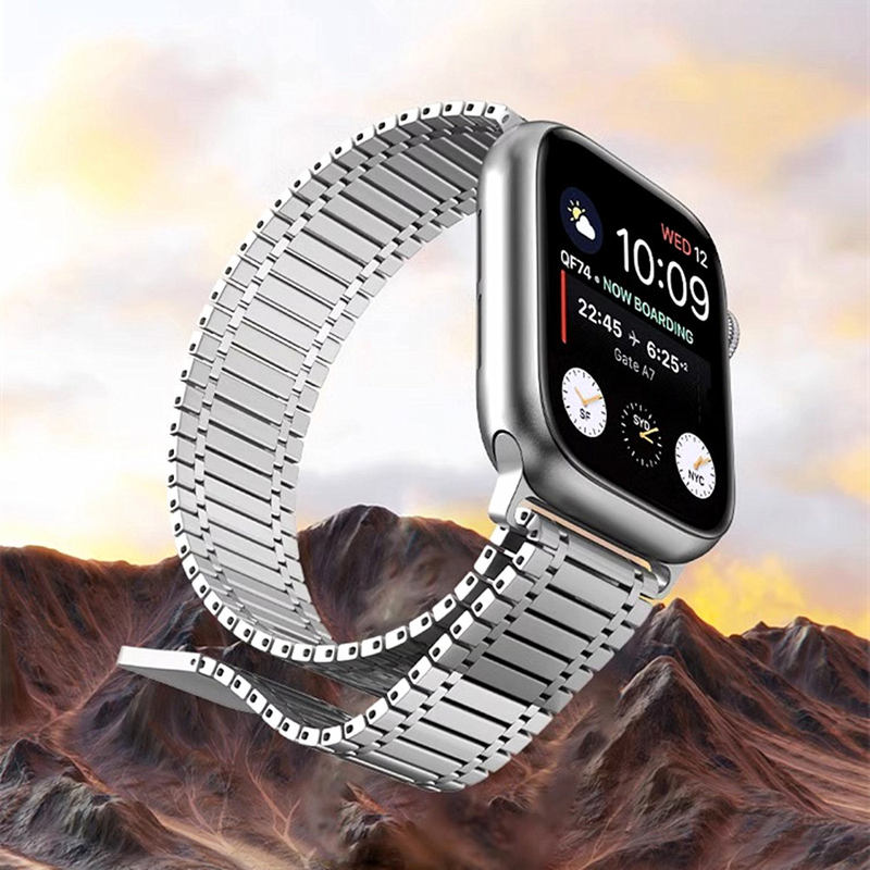 Curea Magnetica MILANESE din otel inoxidabil pentru Apple Watch SE3/SE2/SE/11/10/9/8/7/6/5/4/3/2/1 display 42/44/45/46/49mm argintiu