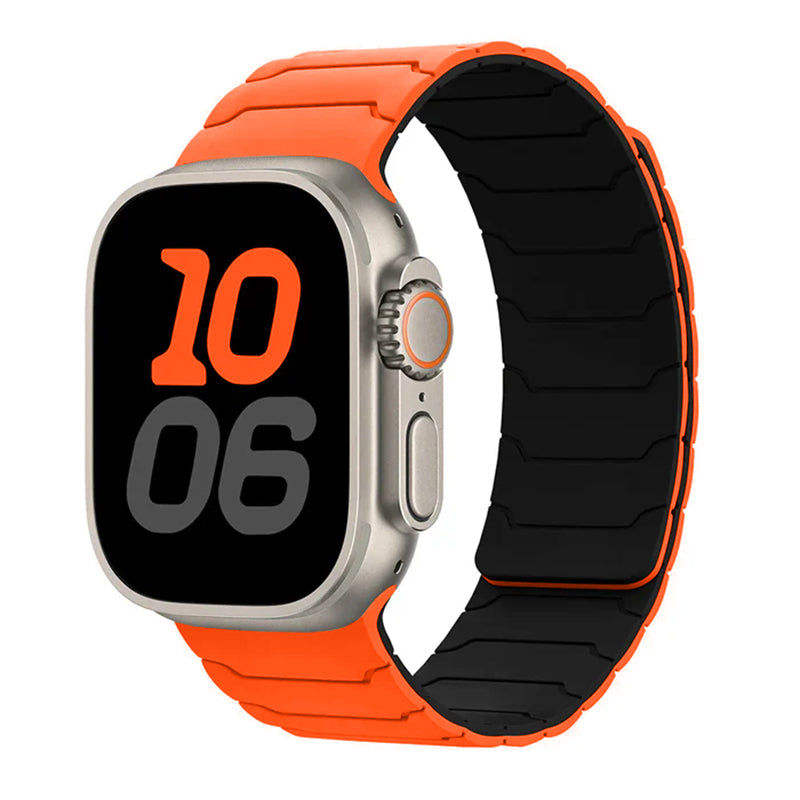 Curea Silicon Sport pentru Apple Watch SE3/SE2/SE/11/10/9/8/7/6/5/4/3/2/1 display 42/44/45/46/49mm orange negru