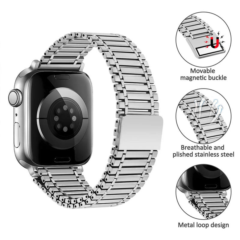 Curea Magnetica MILANESE din otel inoxidabil pentru Apple Watch SE3/SE2/SE/11/10/9/8/7/6/5/4/3/2/1 display 42/44/45/46/49mm argintiu