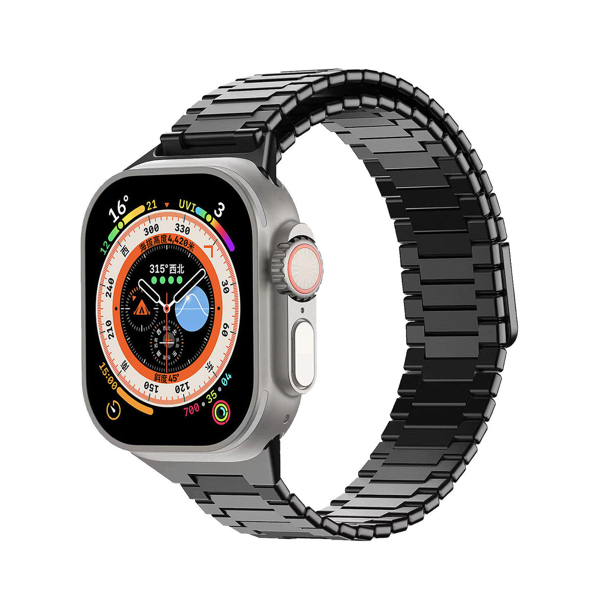 Curea Magnetica MILANESE din otel inoxidabil pentru Apple Watch SE3/SE2/SE/11/10/9/8/7/6/5/4/3/2/1 display 42/44/45/46/49mm negru