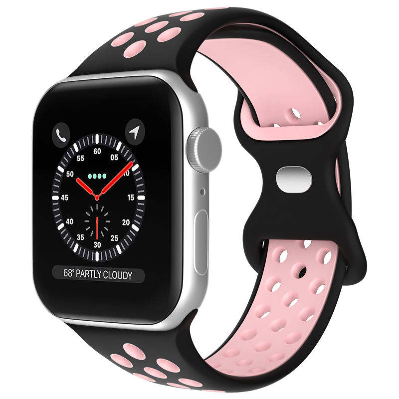 Curea Silicon Dual Color pentru Apple Watch SE3/SE2/SE/11/10/9/8/7/6/5/4/3/2/1 display 42/44/45/46/49mm negru/roz