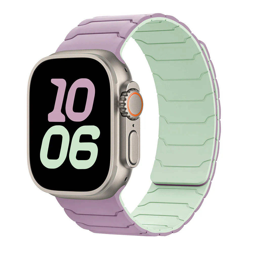 Curea Silicon Sport pentru Apple Watch SE3/SE2/SE/11/10/9/8/7/6/5/4/3/2/1 display 42/44/45/46/49mm violet/verde