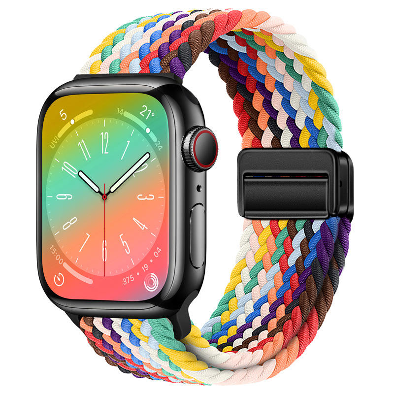 Curea Nylon pentru Apple Watch SE3/SE2/SE/11/10/9/8/7/6/5/4/3/2/1 display 42/44/45/46/49mm rainbow