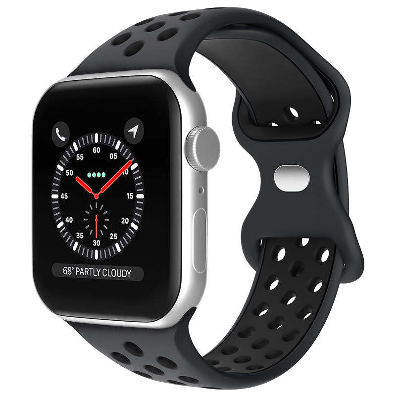 Curea Silicon Dual Color pentru Apple Watch SE3/SE2/SE/11/10/9/8/7/6/5/4/3/2/1 display 42/44/45/46/49mm negru