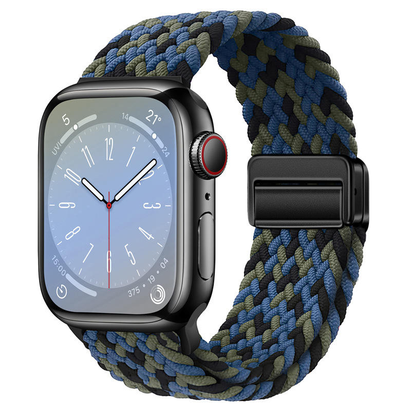Curea Nylon pentru Apple Watch SE3/SE2/SE/11/10/9/8/7/6/5/4/3/2/1 display 42/44/45/46/49mm blue camouflage